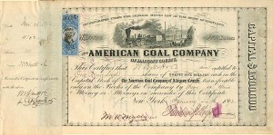American Coal Co. of Allegany County - Stock Certificate